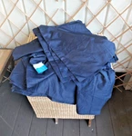 Luxor Impressions Ink Blue 3 Pc Set 100% Cotton Satin Queen Duvet 90X90 Shames 2. Fixed Price $25.00.