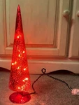 Red Glass 12" Light-up Table Top Christmas Tree. Fixed Price $10.99.