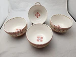 Anthropologie Orkney Cereal Soup Bowls Orange Blue Snowflake Set Of 4. Fixed Price $79.50.