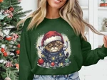 Grumpy Cat Santa Hat Christmas Lights Gift For Holiday Sweatshirt Hoodie. Fixed Price $44.99.
