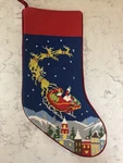 Santa With Reindeer. Christmas Needlepoint Stocking. Peking Handicraft. New. Fixed Price $50.00.