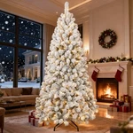 5/6/7 Ft Prelit Snow Flocked Christmas Tree White Artificial Xmas W/stand. Fixed Price $108.23.
