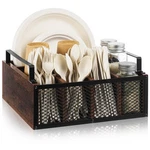 Wooden Paper Plate Dispenser Utensil Holder Kitchen Counter Cutlery Flatware .... Fixed Price $43.80.
