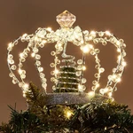 Christmas Jeweled Crown Tree Topper, Light Up With 60 Warm White. Fixed Price $44.81.