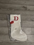 St. Nicholas Square Cable Knit 21 Letter D Monogram Christmas Stocking Ivory. Fixed Price $10.00.