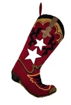Glitzhome 19" 2 Handmade Hooked Red Boot Fleece Christmas Stocking. Fixed Price $25.00.