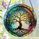 Stained Glass Window Hanging, Laoweiki 8'' Tree Of Life The. Fixed Price $43.20.
