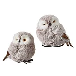 Set Of 2 Assorted Raz Imports 4" Polyfoam Brown Winged White Winter Owl. Fixed Price $19.49.