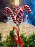Spray Pick Candy Christmas Red & White Peppermint Canes Raz 0219251 Nwot. Fixed Price $10.99.