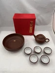 Jingdezhen China Clay Mini Set Signed - Teapot, 5 Cups, Bowl W/original Box. Fixed Price $95.00.