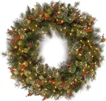 National Tree 30" Wintry Pine Wreath W/ Cones,red Berries,snowflakes, 100 Lights. Fixed Price $119.00.