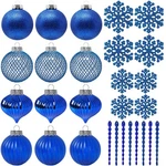 Sleetly 28PK Blue Ornaments For Christmas Tree Holiday Xmas Decorations, Shat.... Fixed Price $31.57.