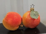 2 Inge Peach Fruit Glittered Food German Glass Christmas Ornament. Fixed Price $29.50.