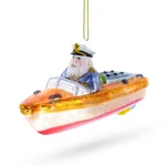Captain Santa On Boat Glass Ornament. Fixed Price $21.14.