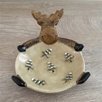 Sonoma Ceramic Moose Christmas Candy Dish Decorative Glossy Finish Trees. Fixed Price $18.00.