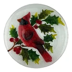 Tabletop Round Cardinal Platter Glass Holly Fusion Hand Painted Cardenal. Fixed Price $44.99.