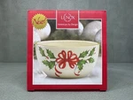Lenox American By Design Christmas Holiday Bowl Gold Rim Holly Berries Bows. Fixed Price $16.95.