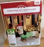 Christmas Holiday Time Airblown Inflatable- Elf Dachshund Dog 6.5 Feet Long. Fixed Price $38.50.