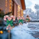 Northlight 3 Lighted Holographic Candy Cane Christmas Pathway Markers 25.5". Fixed Price $35.27.