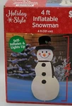 Holiday Style Christmas Inflatable Snowman - Lights Up Self Inflates 4'. Fixed Price $19.95.