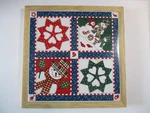 Hallmark Ceramic & Wood Christmas Trivet Snowmen Snowflakes Patchwork Joy Red. Fixed Price $7.19.