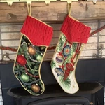 1 Dillards Trimmings Cream Black Ornament Tree Christmas Stocking Needlepoint. Fixed Price $39.95.