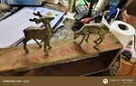 (2) Brass Deer Stag Buck Doe Figurine Set Vintage Home Interior Decoration. Fixed Price $16.00.