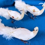 3 Vintage White Feather Birds Gold Glitter Beads Holiday Wedding Christmas. Fixed Price $12.00.