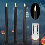 Halloween Flameless Taper With Remote, Black Battery Operated Candles.... Fixed Price $28.92.