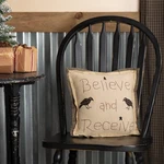 Primitive 12"X12" Believe Receive Pillow Tan Christmas Holiday Decor Vhc Brands. Fixed Price $14.95.