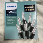 2- Pack Philips 100 Clear Mini Christmas Lights White Wire Indoor Outdoor New. Fixed Price $28.99.