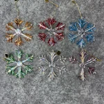 Iridescent Glass Snowflake Ornaments Set Of Six Vintage Holiday Decor. Fixed Price $39.99.