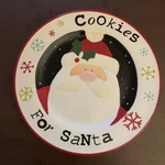 "cookies For Santa" Christmas Cut-outs Earthenware Plate 12" By Sue Zulauf. Fixed Price $15.00.