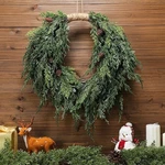 Large Cedar Christmas Wreath For Front Door With Burlap, Greenery Artificial .... Fixed Price $52.44.