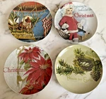 Set Of 4 Pottery Barn Nostalgic Christmas Dinner Side Plates 8.25". Fixed Price $38.00.