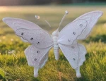 White Shimmering Netted Clip Butterfly Ornament 7" Wedding,christmas, W/stones. Fixed Price $12.95.