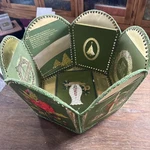 Vintage Christmas Hand Made Sewn Greeting Card Basket Bowl 12 X 8. Fixed Price $27.95.