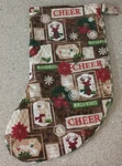 Country Themed Cheer Wishes Green Checkered Christmas Stocking. Fixed Price $15.99.
