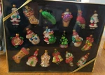 The Trimmerry 2003 Glass Tree Ornaments Asst. Snowman Santa Stockings 18 Count. Fixed Price $24.95.