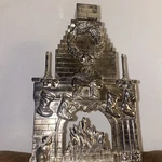 Vtg Godinger Patina Silver Plate Christmas Art Fireplace Present Candle Holder. Fixed Price $14.95.