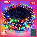 Battery Operated Multicolor Christmas Lights 50LED Outdoor Timer. Fixed Price $14.99.