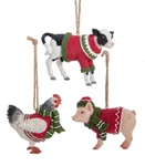 Kurt Adler Set Of 3 Resin Farm Animal W/sweater & Scarf Xmas Ornaments E0607. Fixed Price $28.88.