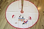 Vintage Xmas Tree 45" Skirt Handmade Santa Fireplace Applique Christmas Decor. Fixed Price $20.00.
