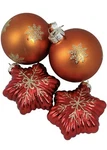 Northlight 4 Shiny Red Stars Amber Orange Ball Glass Christmas Ornament Set New. Fixed Price $11.99.