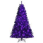 Costway 7FT Pre-lit Pvc Christmas Halloween Tree Black W/ 500 Purple Led Lights. Fixed Price $119.99.