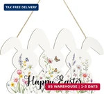 Wooden Easter Wreath For Front Door Wall Signs Rabbit Spring Decoratio. Fixed Price $14.52.