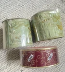 Lot Of 3 Holiday Decorated Wide Ribbon Gilltter And Green Embroidered. Fixed Price $26.00.