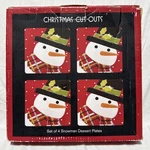 Sue Zulauf Christmas Cut-outs Snowman Square Plate Set Of 4. Fixed Price $35.97.
