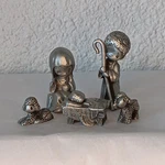Enesco Precious Moments Pewter Nativity Set Mary Joseph Jesus Mini Figurines. Fixed Price $69.00.