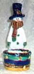 Vintage Christmas Holiday Snowman Art Pottery Tealight Votive Candle Holder. Fixed Price $26.25.